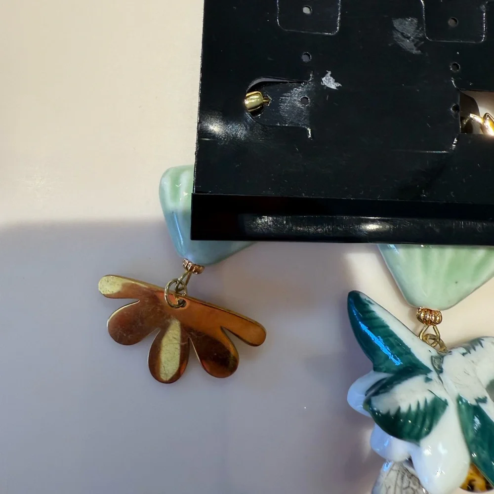 Whimsical Mismatched Bee & Flower Statement Earrings One of‎ a Kind Artisan